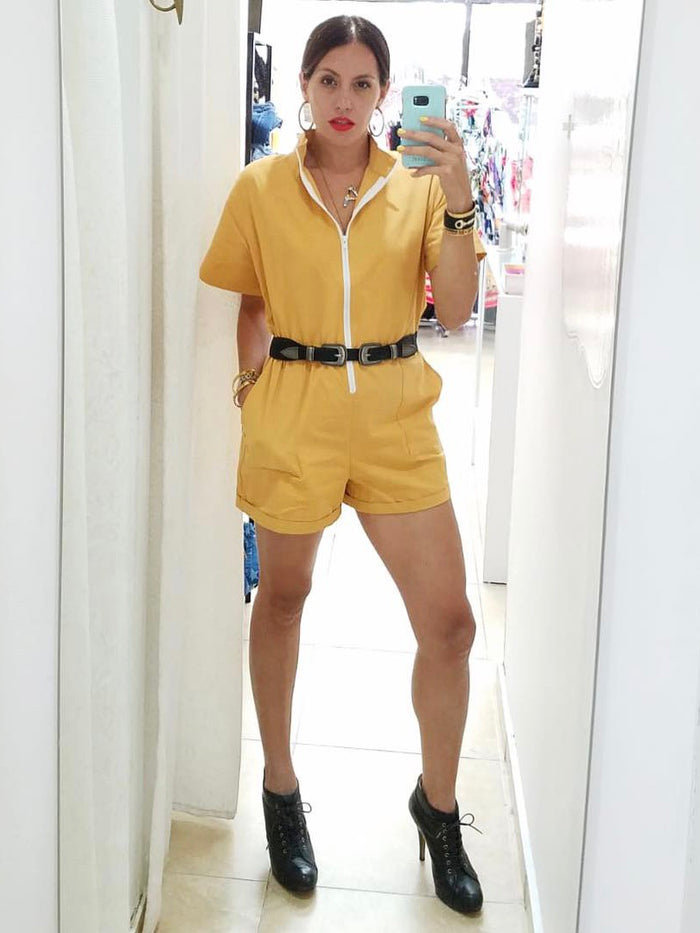 Mustard Zipper Romper