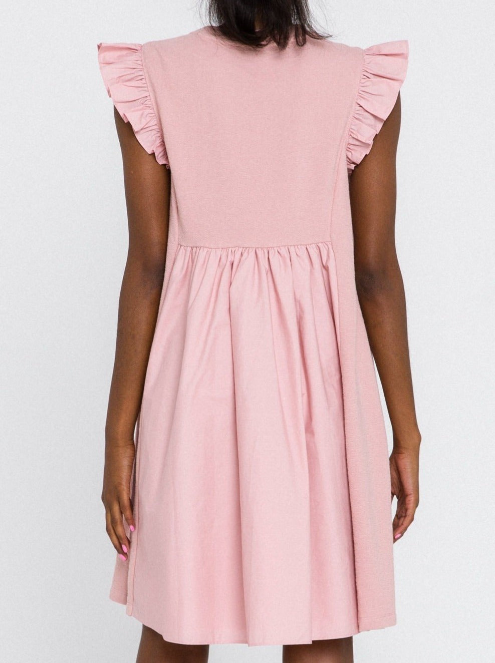 Pink Mixed Angel Sleeve Dress