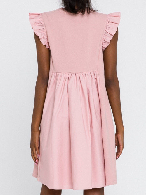 Pink Mixed Angel Sleeve Dress