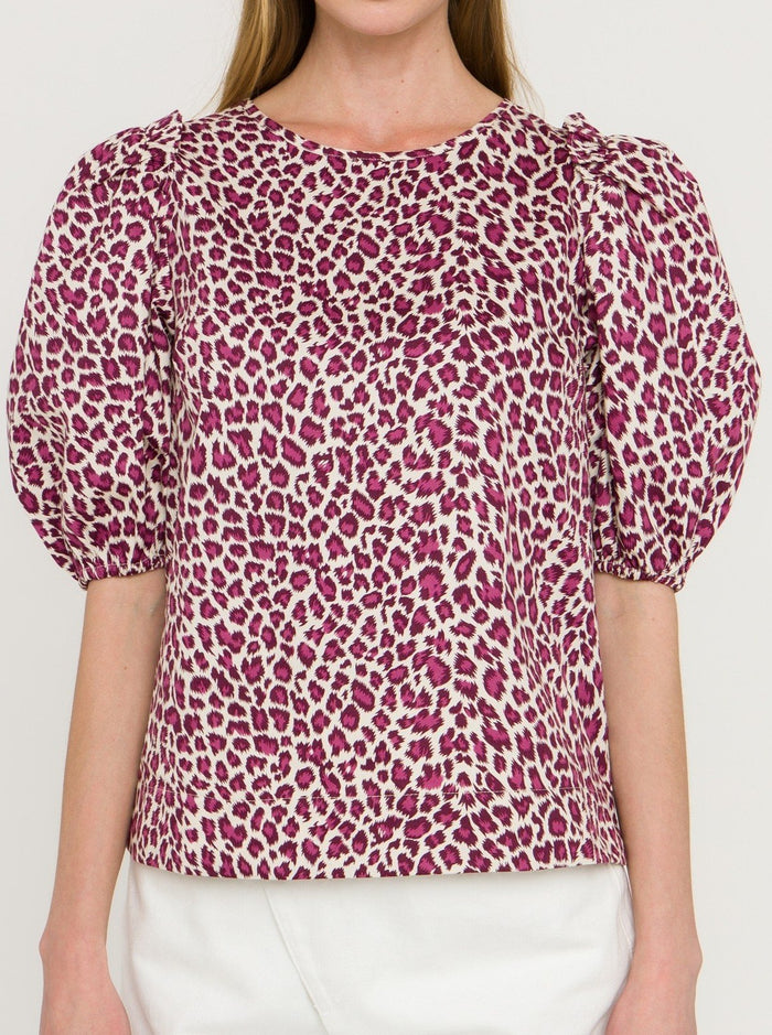 Ivory Plum Leopard Print Sleeveless Top