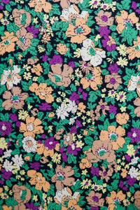 Peach Lilac Floral Puff Sleeve Blouse