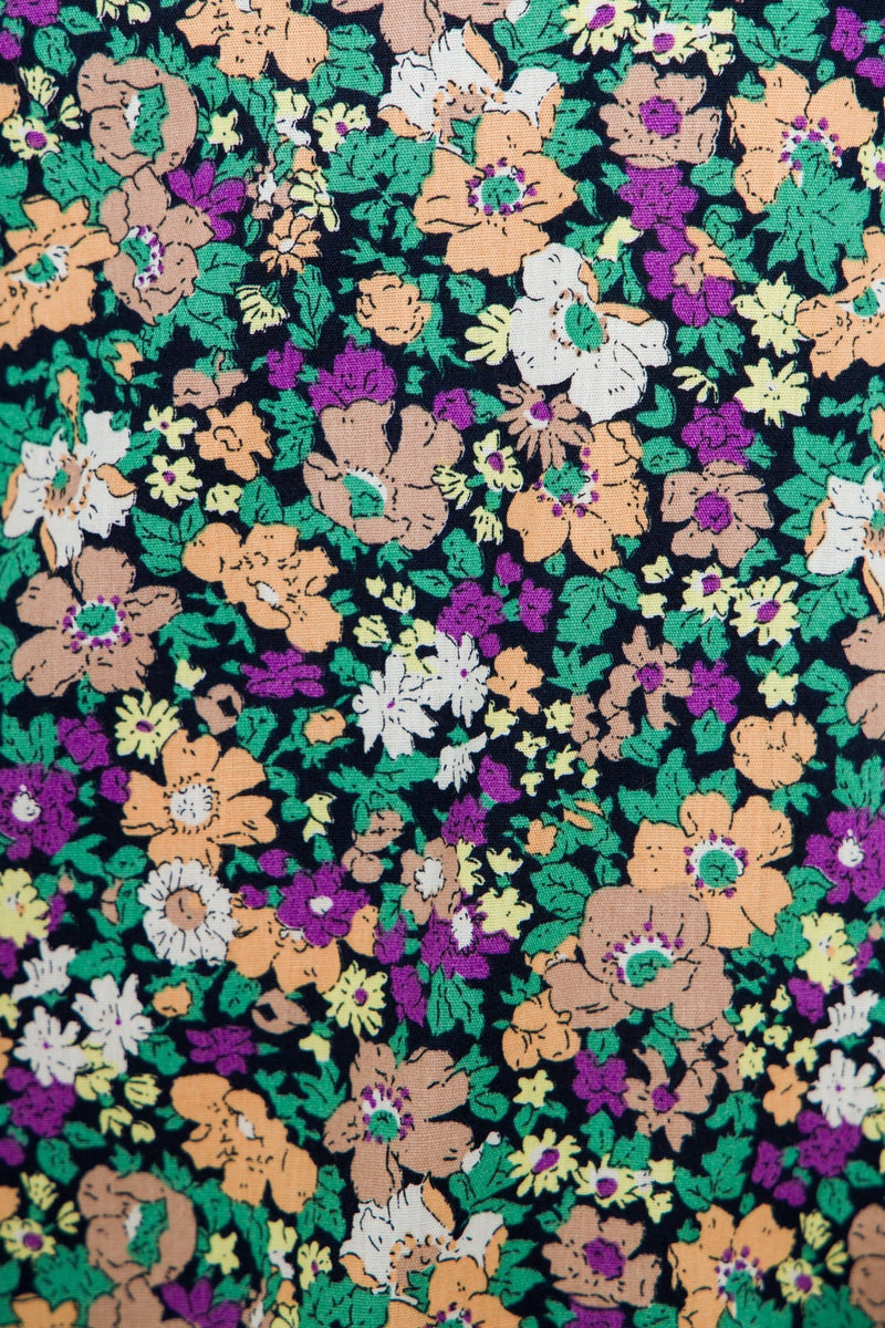 Peach Lilac Floral Puff Sleeve Blouse