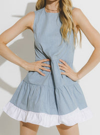 Denim Tiered Mini Dress