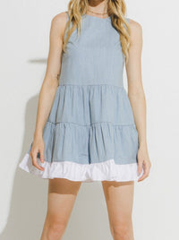 Denim Tiered Mini Dress