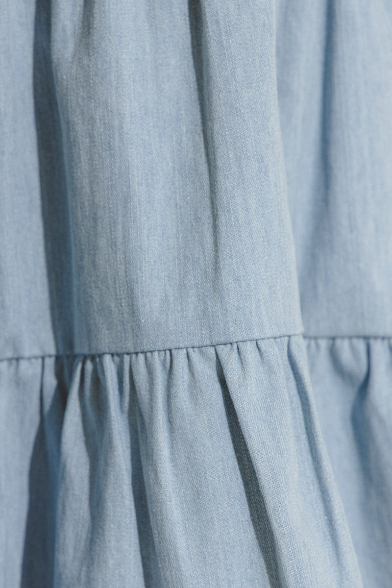 Denim Tiered Mini Dress