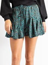 Teal animal Print Skort