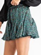 Teal animal Print Skort